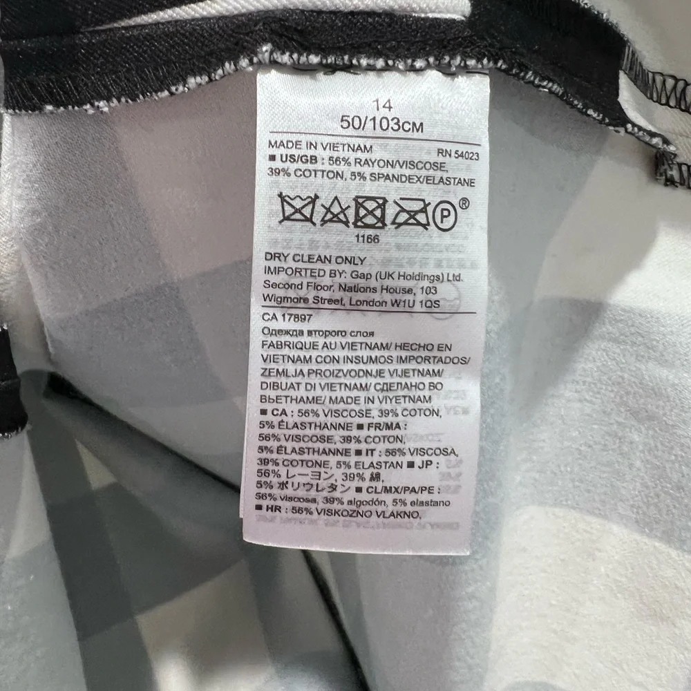 NWT Banana Republic Black and White Checkered Dress Size 14 - Picture 5 of 6